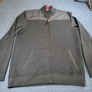 Ted Baker London Mens Marbs Black Chevron Quilted Full Zip Jacket Size 4 L